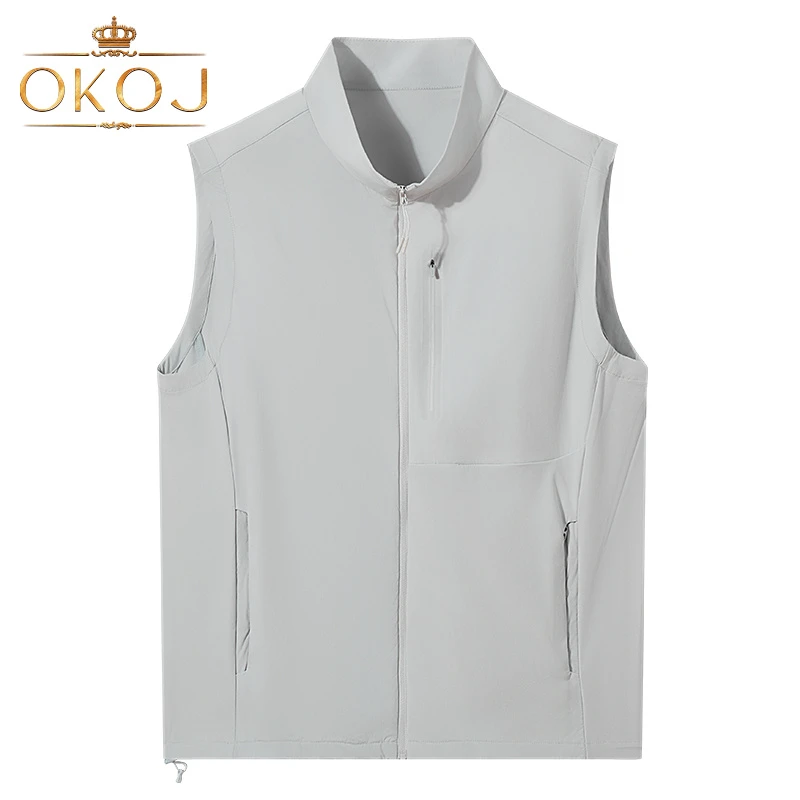 OKOJ速干运动马甲男夏季薄款冰丝防晒背心无袖外套登山钓鱼马甲