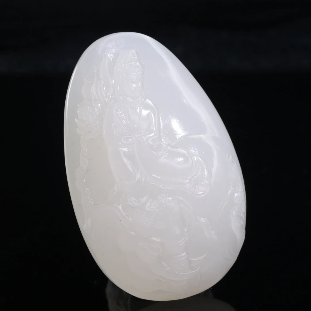 34和田玉羊脂白普贤吊坠/800134保利厦门拍卖