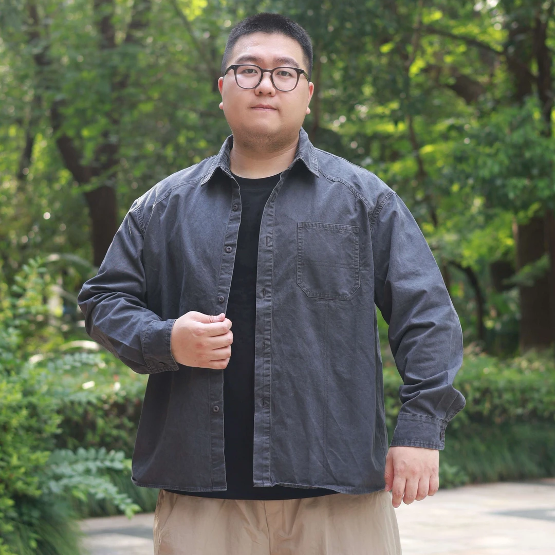 男长袖纯色复古美式户外休闲衬衫休闲美式春秋男士百搭宽松潮流