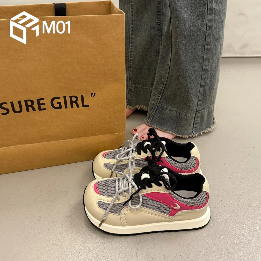 M01爆款百搭厚底板鞋女秋阿甘德训鞋超火新款轻便平底休闲运动鞋