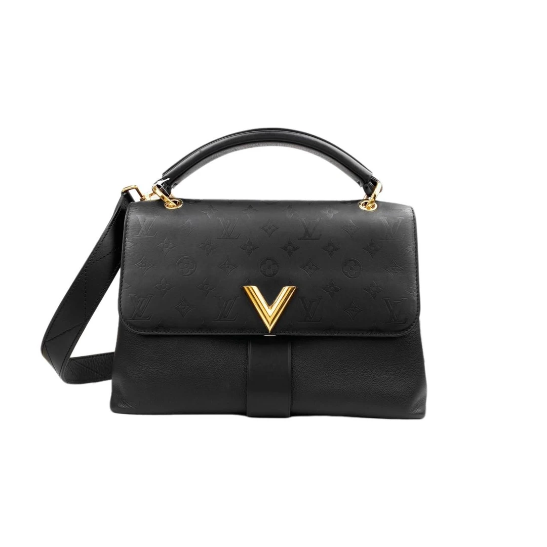 95新 LouisVuitton/路易威登 Chain 黑金手提单肩斜挎包