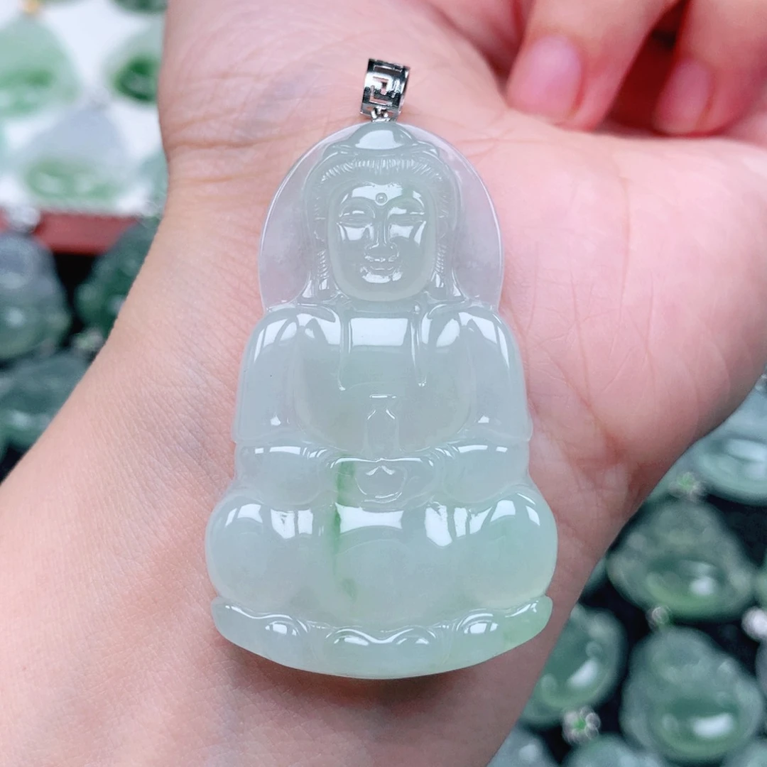 吊坠(不含链)18K金镶嵌翡翠