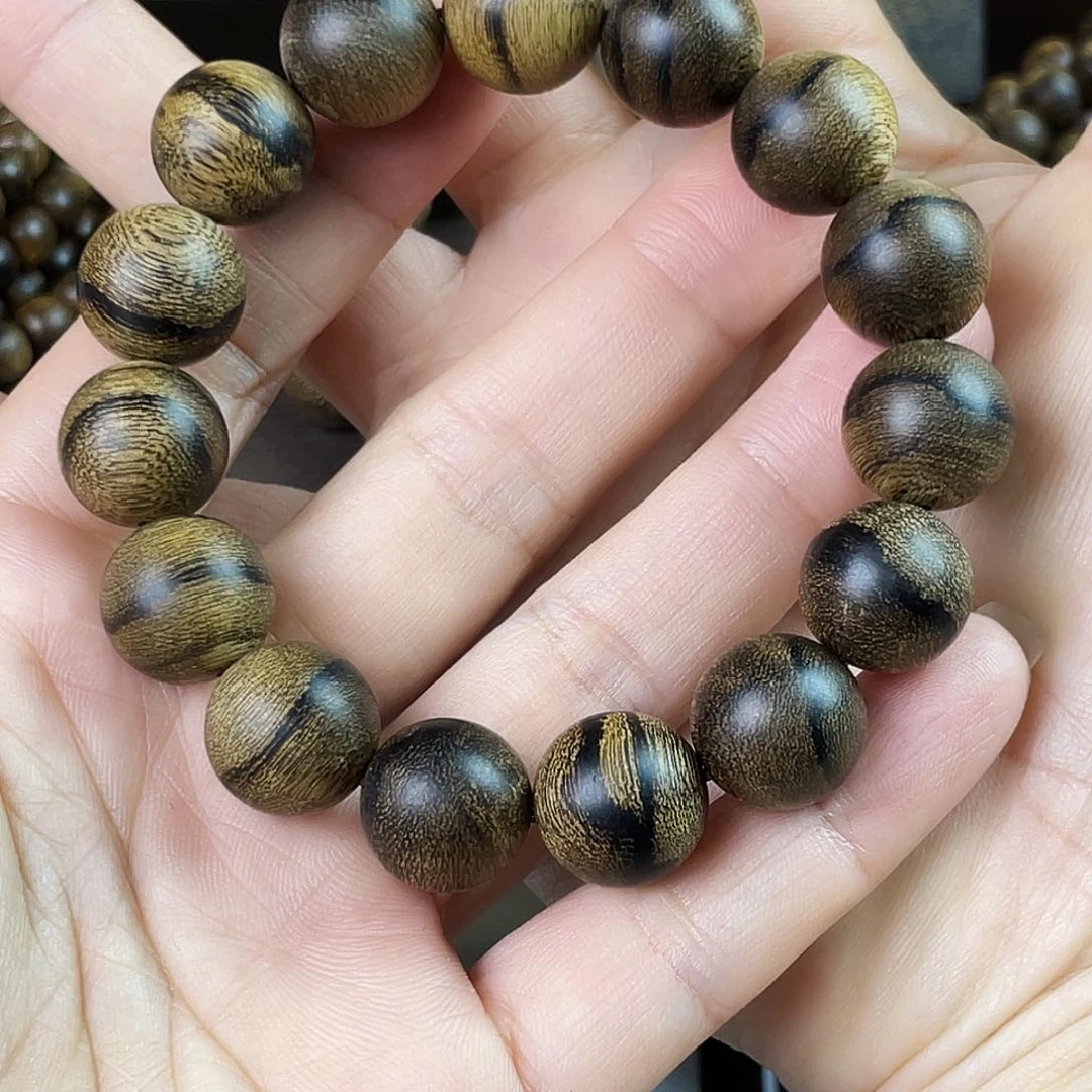 沉香手串3***哥越南芽庄老白棋玉化老料瘤疤虎皮1.4