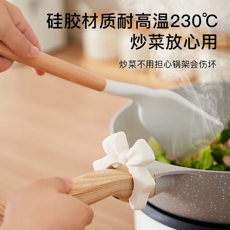 家用厨房硅胶锅铲架夹子灶台炒菜厨具护铲架厨房小工具神器小夹子