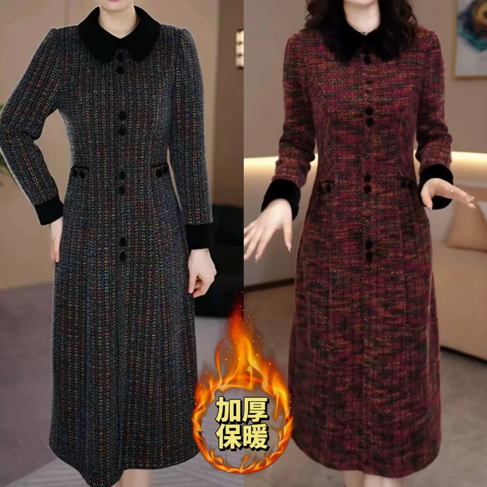 【衣雅严选】8061-1330#新款加厚保暖纳米金貂混纺雪花绒连衣裙