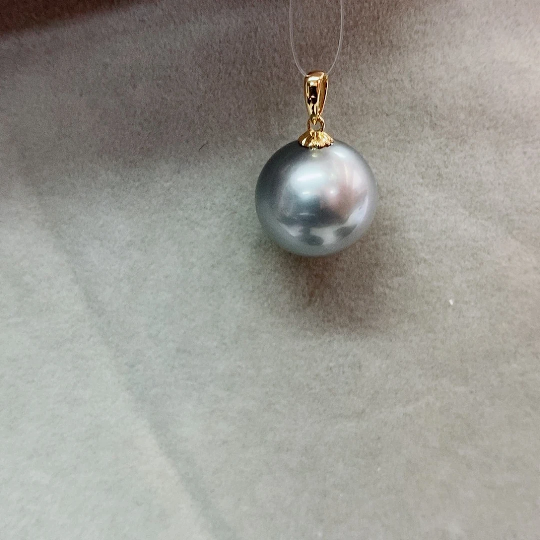 吊坠(不含链)18K金镶嵌海水珍珠13-14