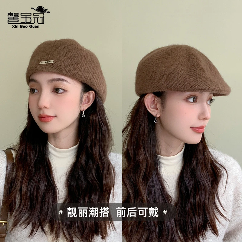 秋冬季铁标复古英伦风前进帽百搭两戴蓓蕾画家帽网红显脸小贝雷帽