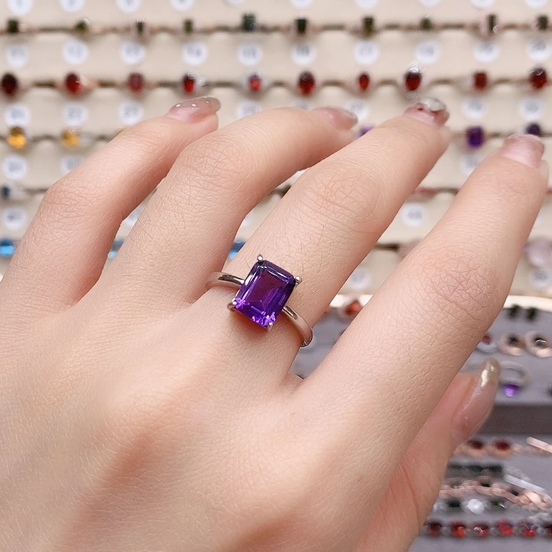 水晶戒指银S925镶嵌戒指