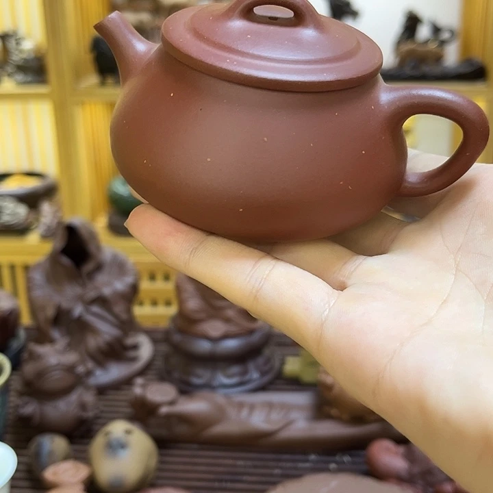紫砂茶宠紫砂三足石瓢壶