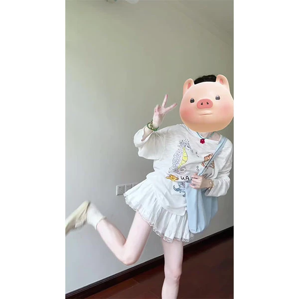 夏季新款透气宽松长袖T恤防晒衫打底衫罩衫小众上衣+短裙套装