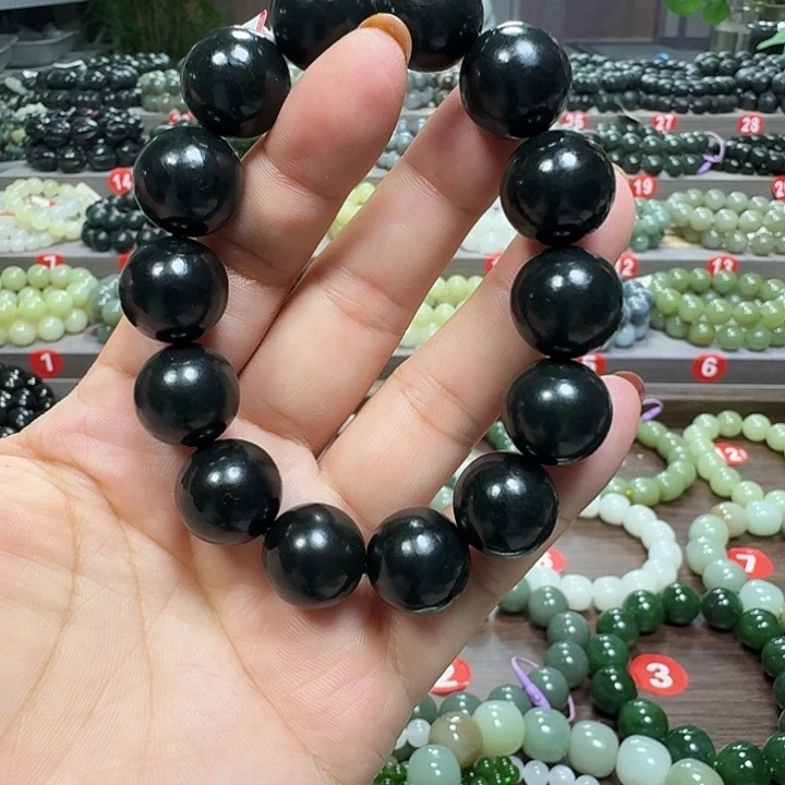 未镶嵌手链和田玉新疆黑青卡16