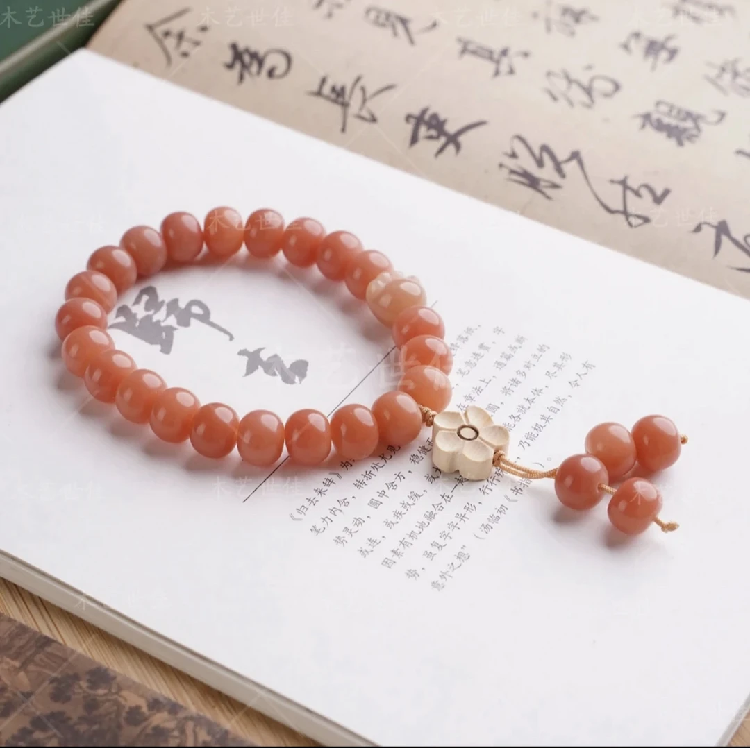 天然粉色菩提猫爪单圈成品手串 礼物