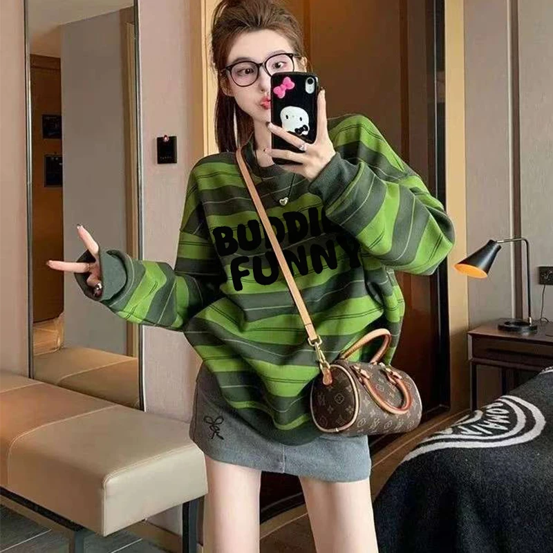 字母印花长袖t恤女2025新款春季宽松休闲小个子打底衫上衣