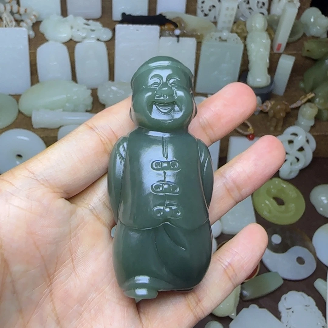 和田玉未镶嵌挂件小地主