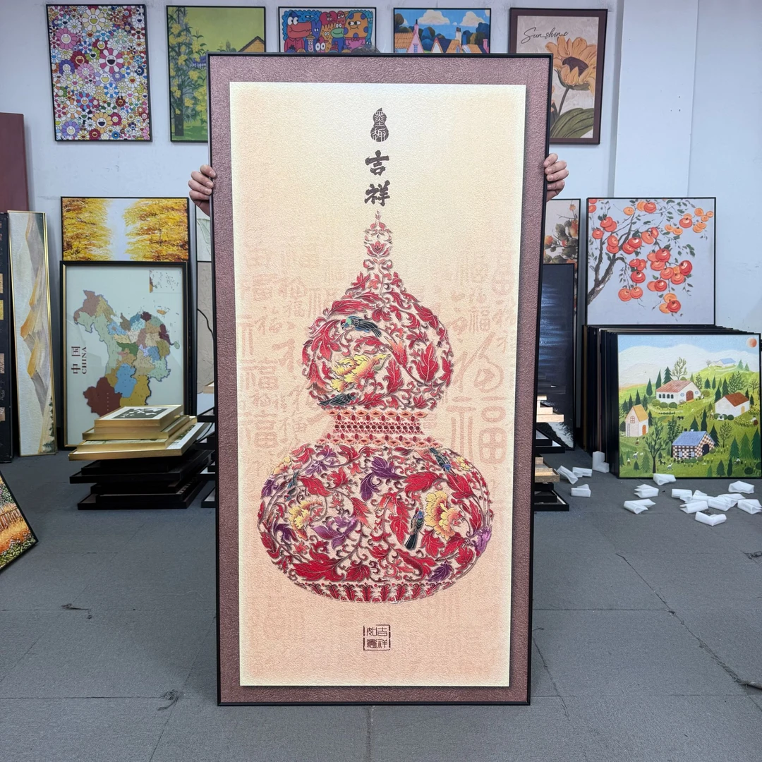 国风吉祥葫芦入户玄关装饰画现代简约轻奢走廊过道挂画80160