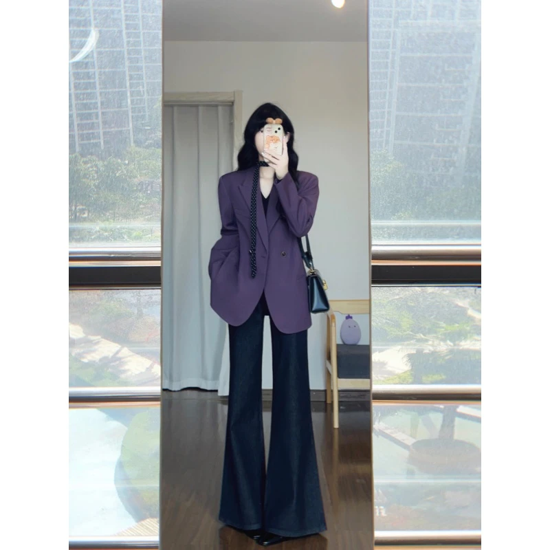 MARIE.COCO高智感穿搭秋季新款轻职风气质西装外套女百搭微喇长裤