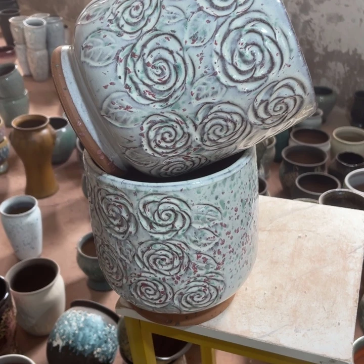 紫砂花盆口径20高度22两只正品