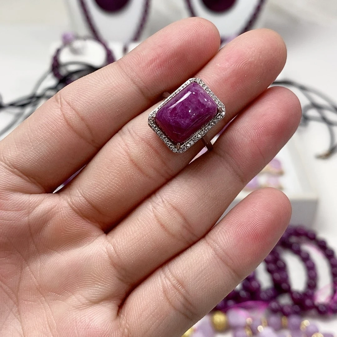 戒指银S925镶嵌红宝石