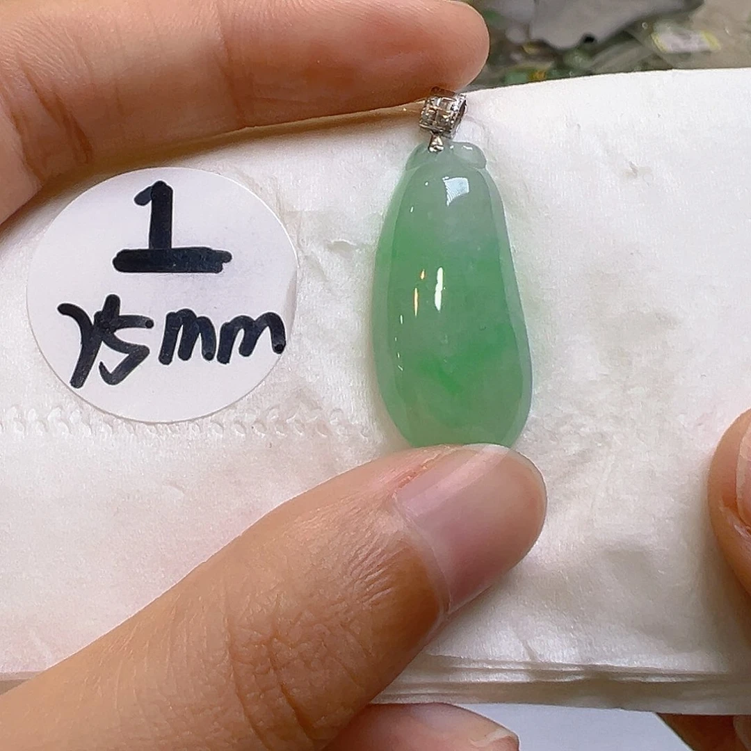 翡翠18K金镶嵌吊坠(不含链)翡翠