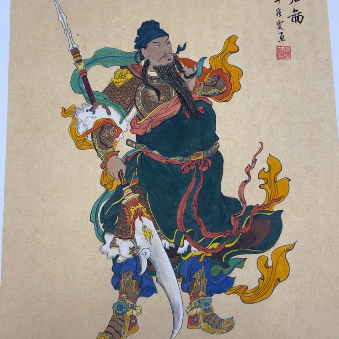 用***4国画四尺三开人物作品