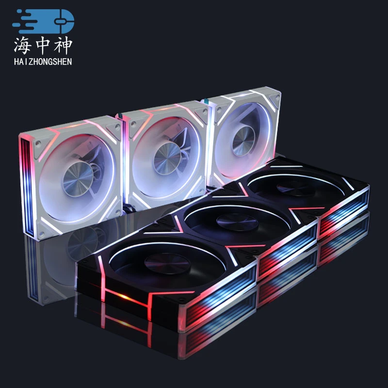 海中神棱镜8Pro白色海景房机箱风冷PWM温控神光同步argb风扇黑色