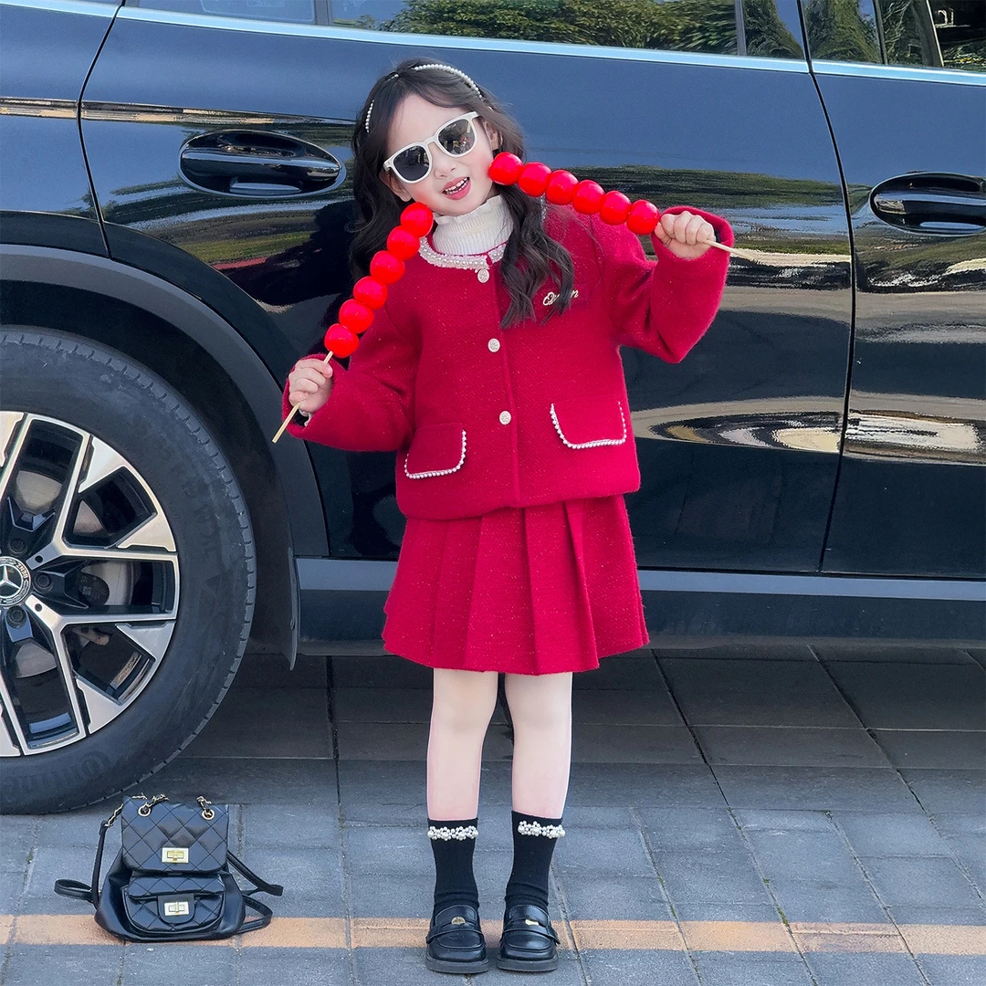 拜年服套装2026新款女童洋气小香风新年衣服儿童冬装富家千金穿搭