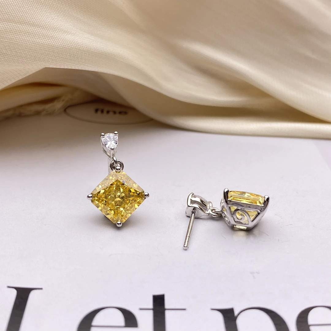 925银合成锆石银制品 【小北严选】锆石耳饰25-WH79X33【约8*8mm】