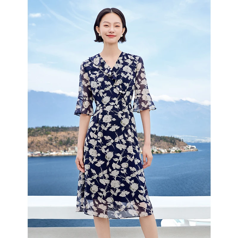 【岚岚专属】【松弛假日】NAERSI/娜尔思时尚花朵设计通勤优雅连衣裙