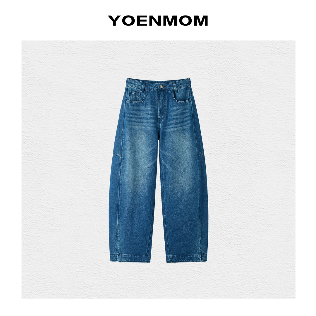 YOENMOM·复古循迹·土耳其进口100棉立裁弧线分割茧型腔调牛仔裤