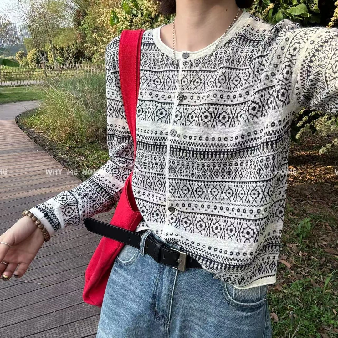 【十月-费尔岛开衫】百搭法式波西米亚风高级气质轻奢夏98006