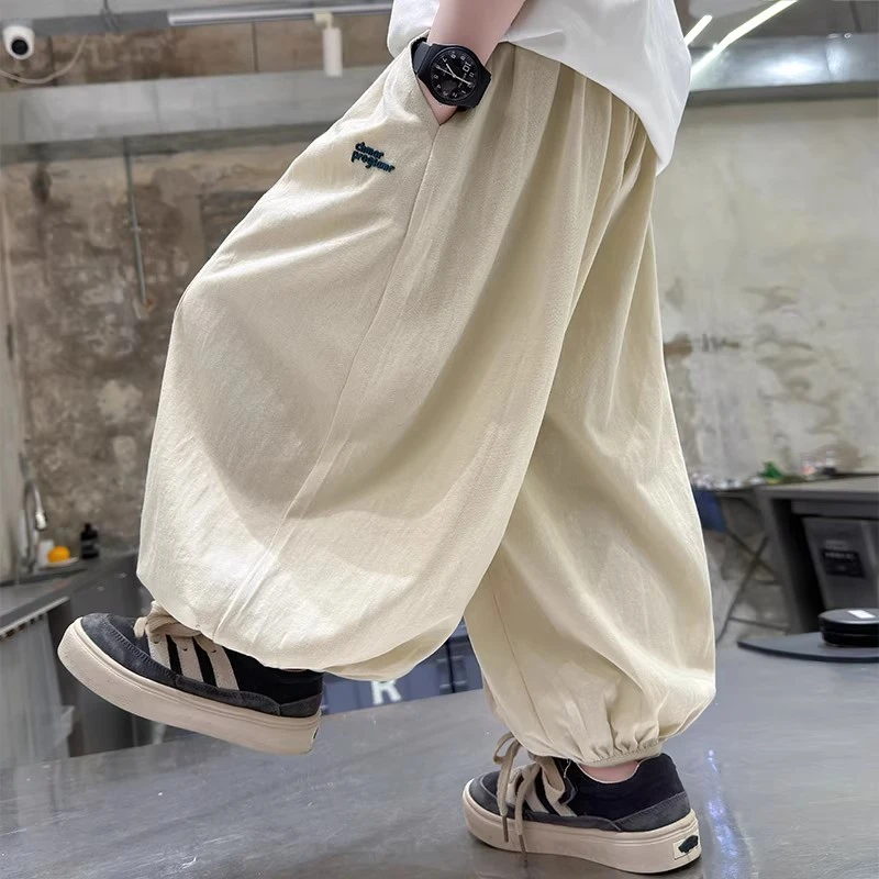 男童防蚊裤夏装2025新款儿童夏季薄款宽松运动长裤男孩炸街休闲裤