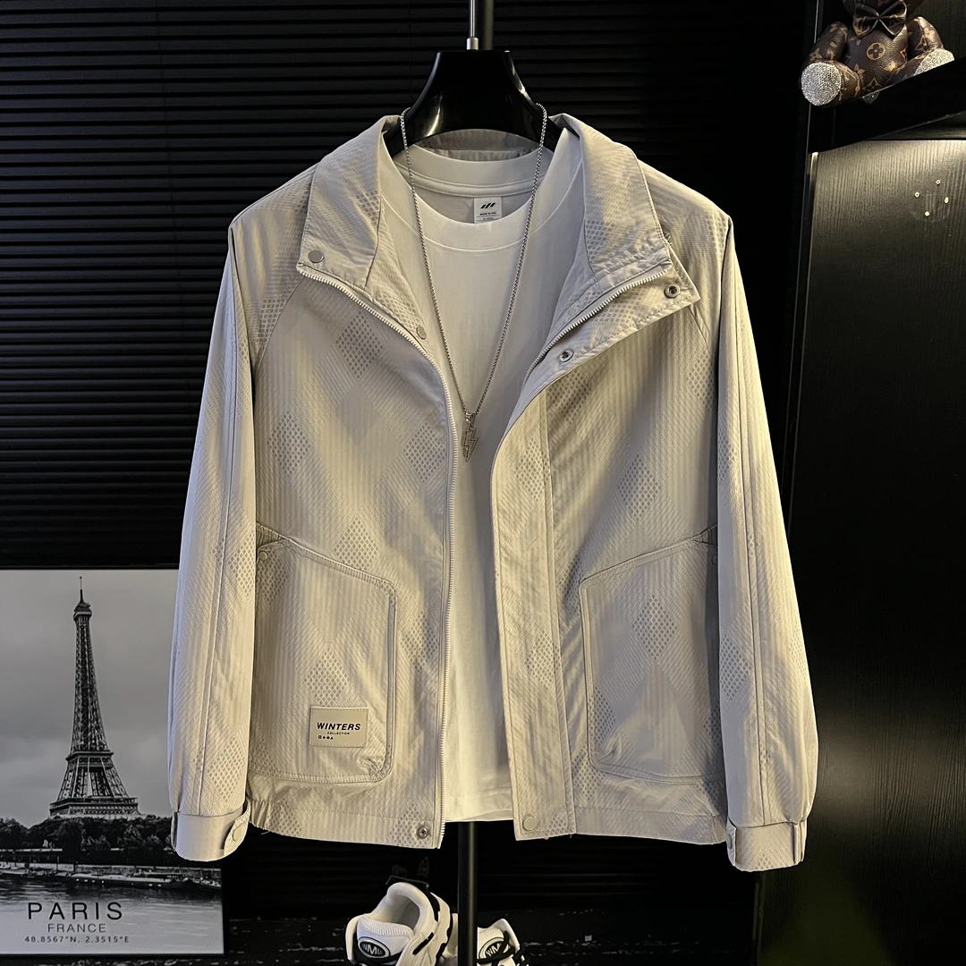 港澳2025秋季新款男士纯色立领休闲夹克帅气百搭外套