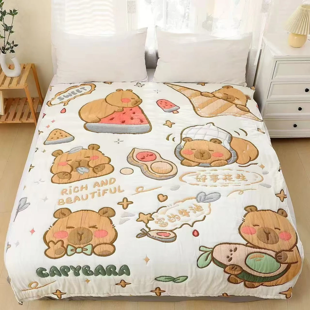 【卡皮巴拉】150*200cm纯棉纱布面包被