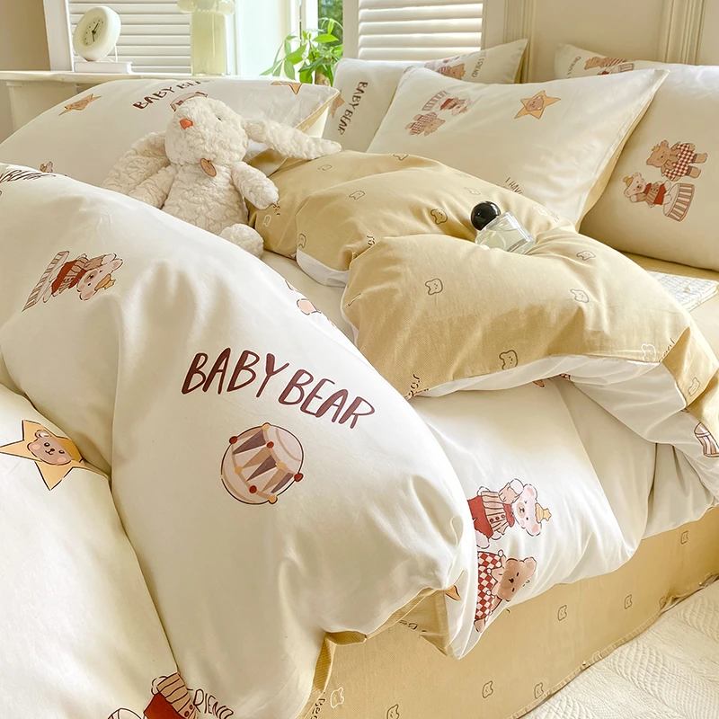 【全棉喷气小清新印花系列四件套厂家直销】2025新款 被套1.6床单1.