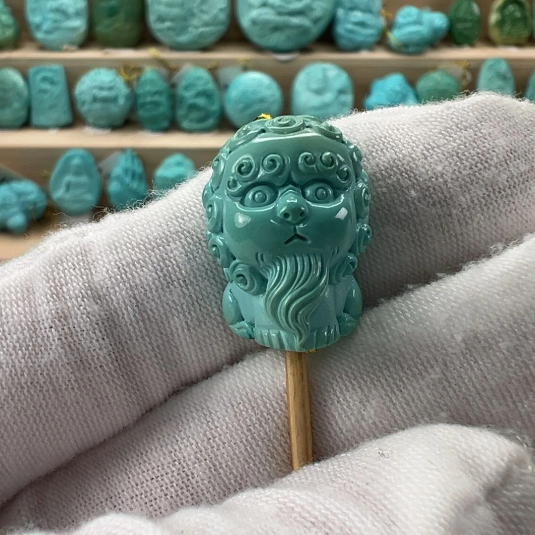 未镶嵌绿松石醒狮宝宝 14.2mm