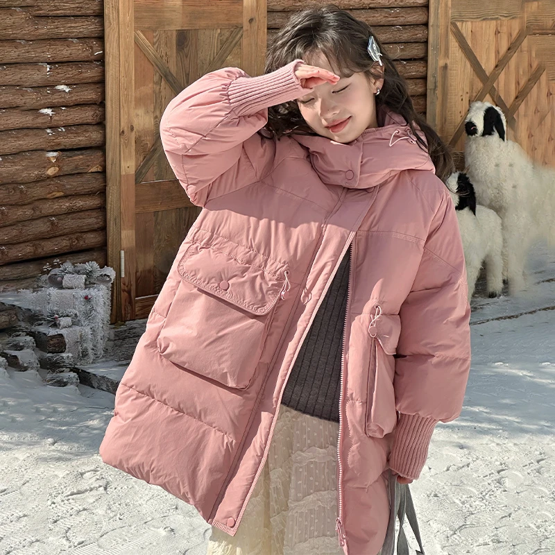 女童加厚羽绒服2026冬新款大童韩版洋气时髦保暖白鸭绒防寒服外套