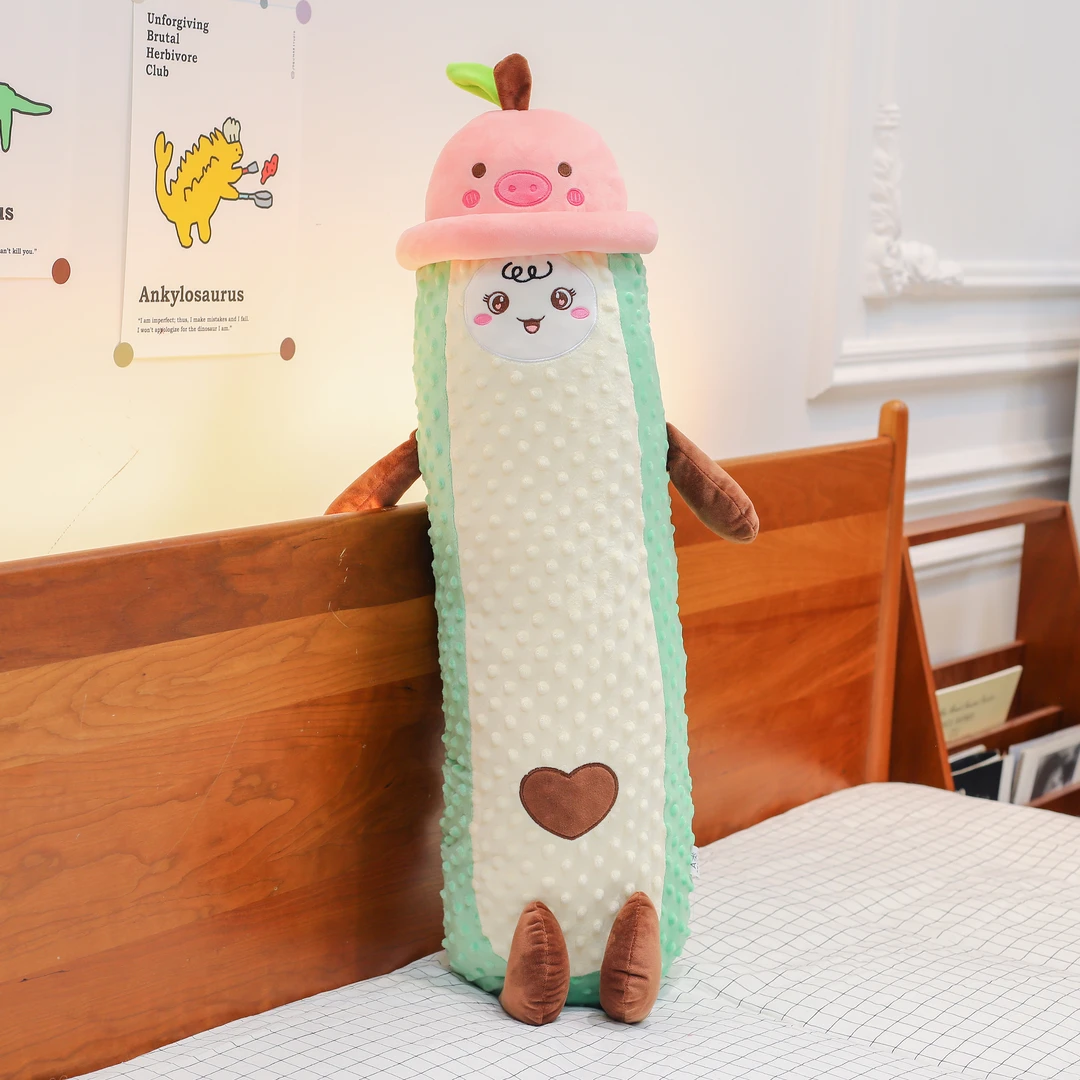 可爱猪猪带帽牛油果毛绒玩具床上长条抱枕睡觉玩偶女生夹腿布娃娃