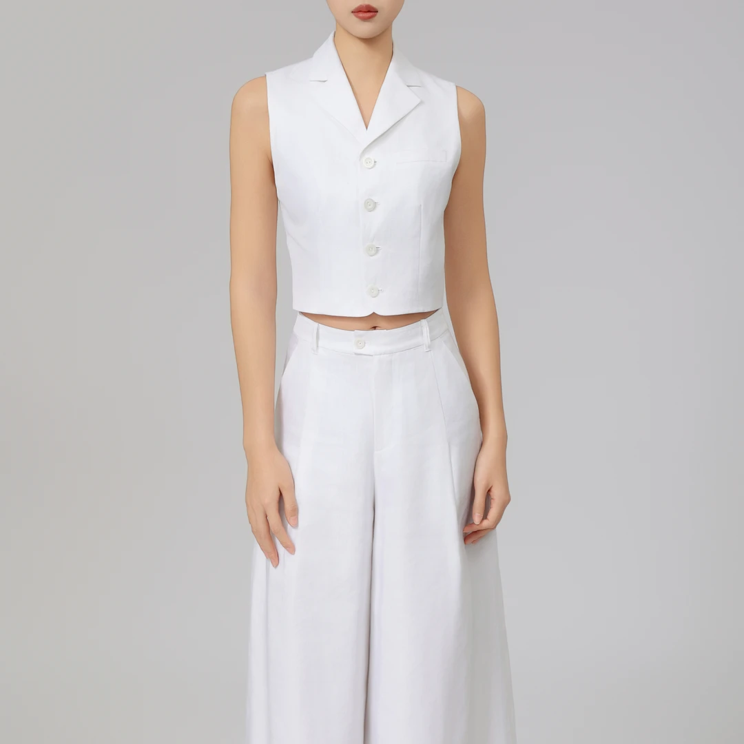 AMASS/阿玛施 早春新款简约马夹时尚百搭短款收腰西装马甲540028