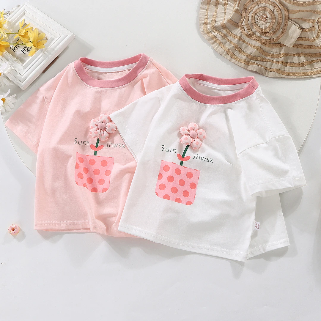 女童短袖T恤宝宝夏款T恤儿童半袖上衣女孩洋气半袖休闲衣服