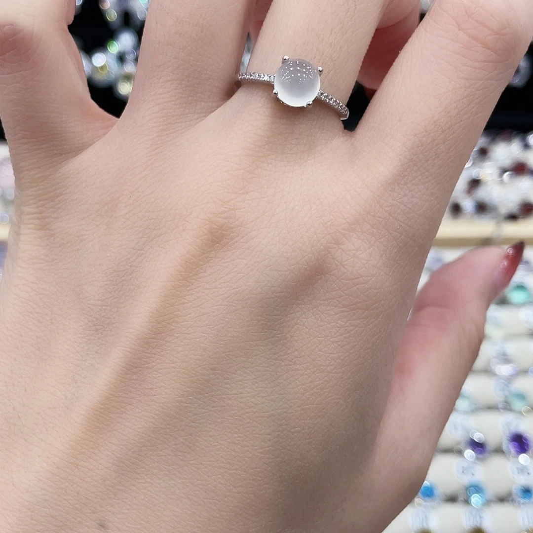 蛇纹石玉银S925镶嵌戒指戒指