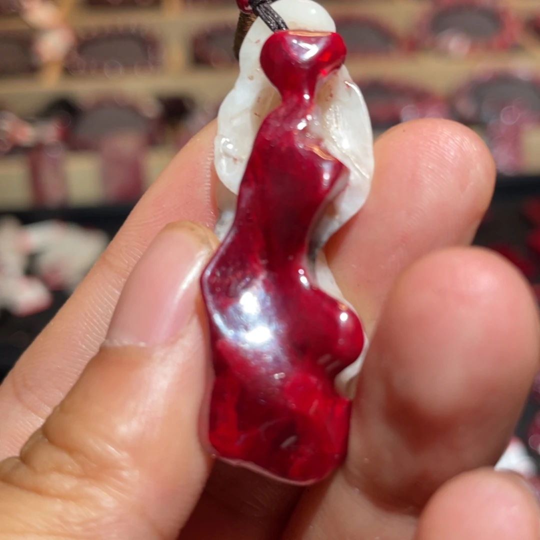 天然辰砂方*大晶砂吊坠2
