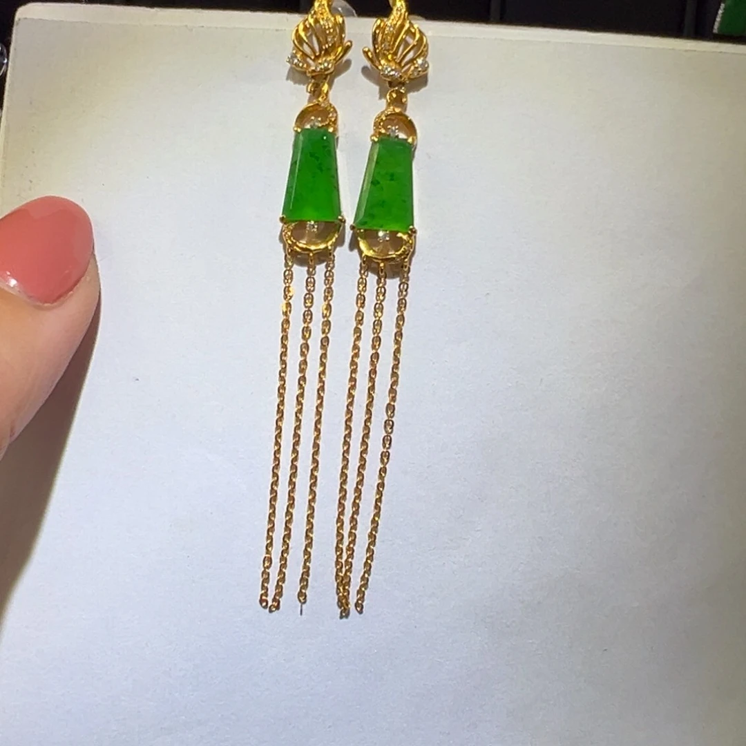 翡翠颈饰18K金镶嵌耳环