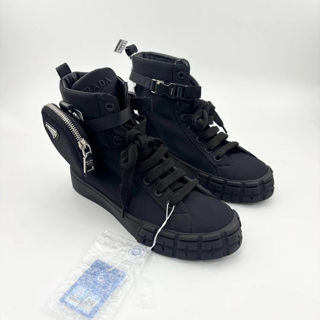 99新 Prada/普拉达 38码/战术包高帮帆布鞋/TT250979