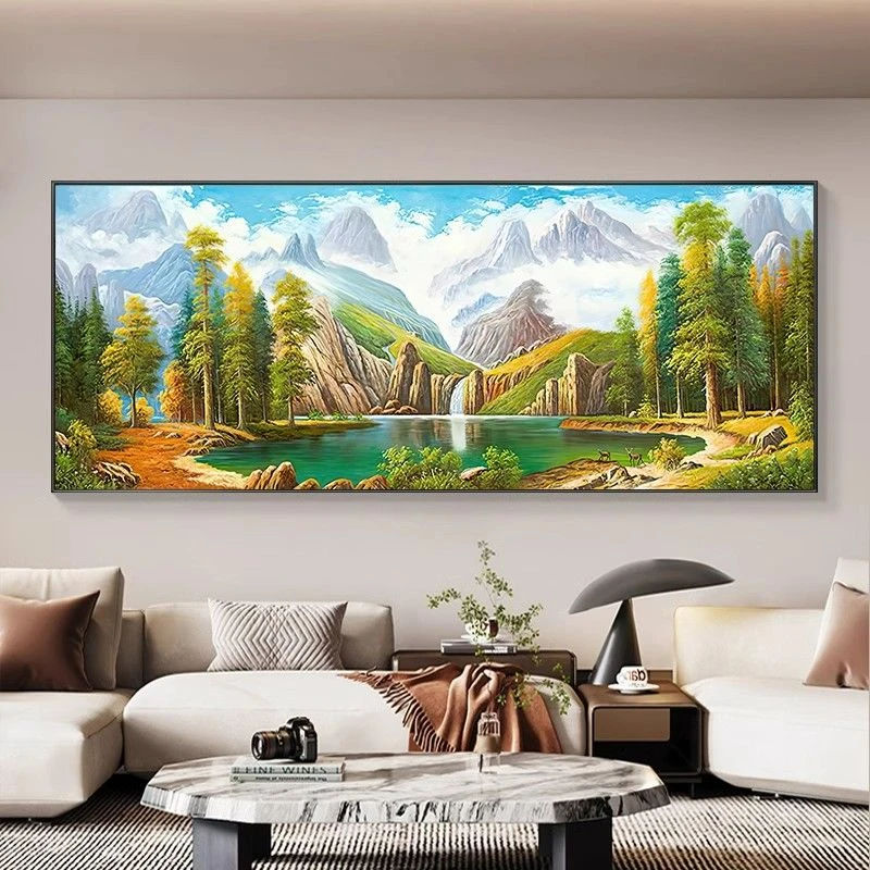 沙发背景墙装饰画客厅挂画丰收横版壁画现代简约免打孔晶瓷装饰画