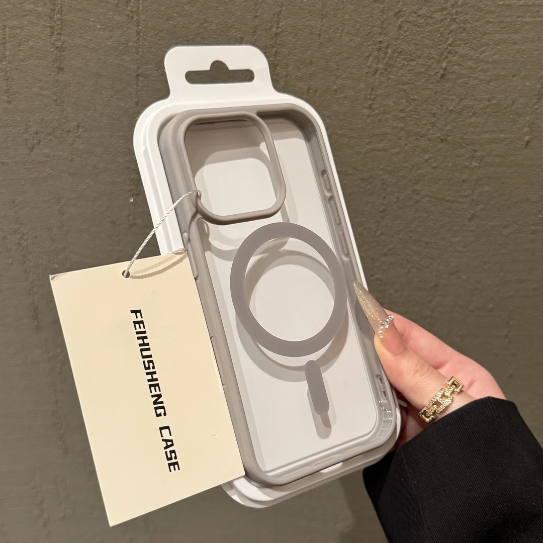 闪度侠高级感磨砂磁吸适用苹果16promax手机壳iPhone15防摔14透明