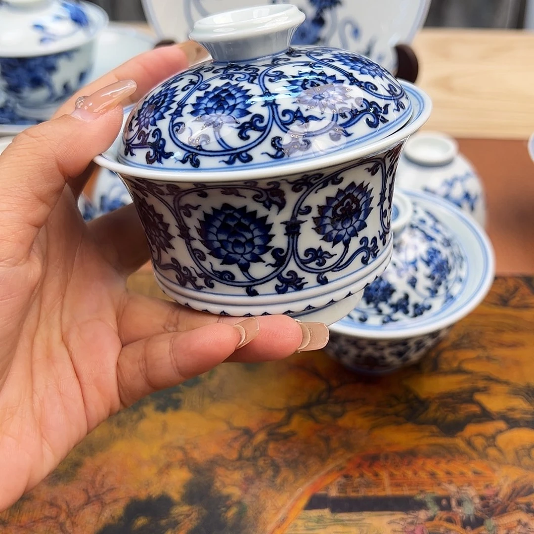 杯✨***?景德镇手绘盖碗