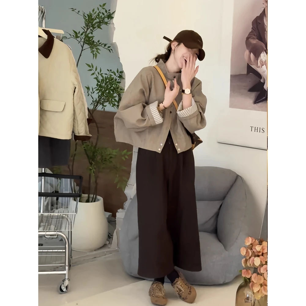 韩风气质一整套高级感显瘦秋季毛呢开衫外套百搭上衣阔腿裤套装