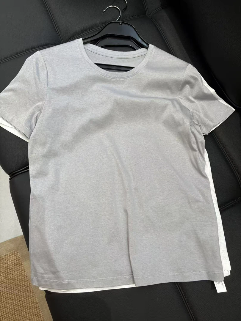 纯色打底衫宽松夏季KIMI桑蚕丝亚麻薄款圆领短袖T恤上衣SS250001