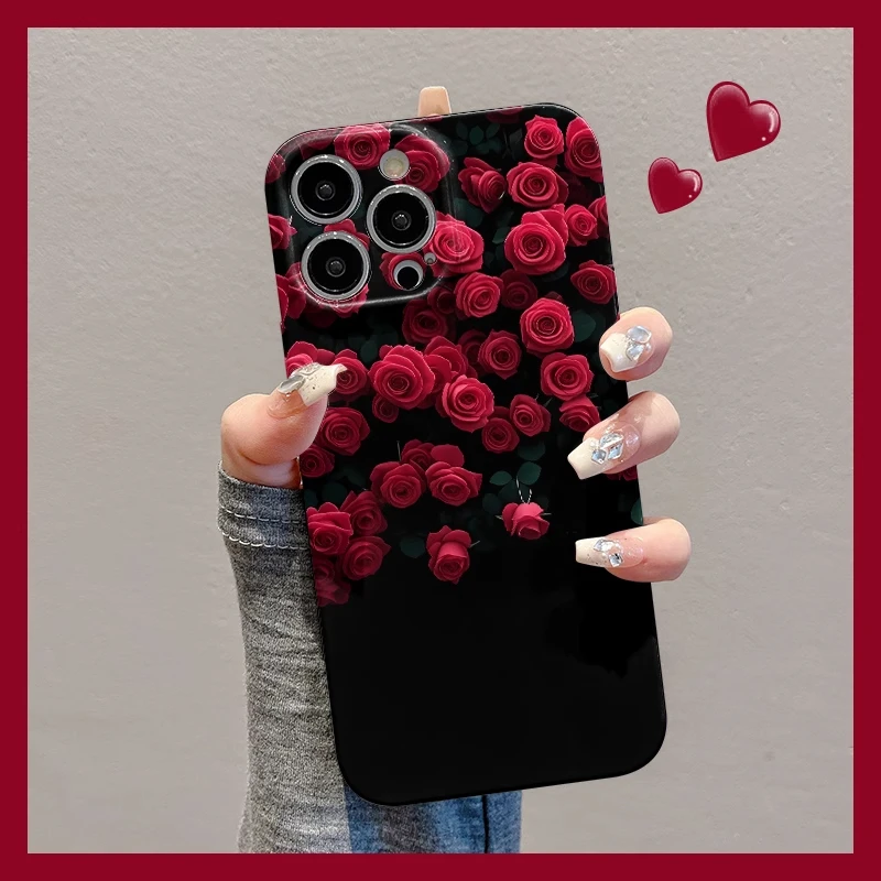 红色玫瑰适用苹果16promax手机壳vivo华为荣耀oppo小米15菲林壳