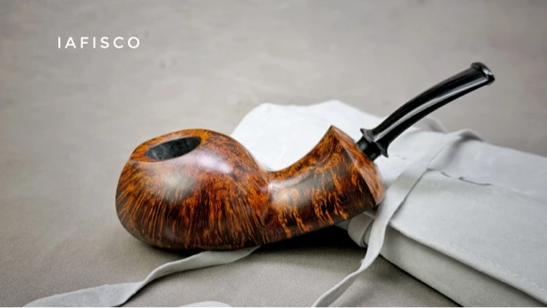 意大利雅法单切线河豚鱼光面自由式石楠木手工烟斗